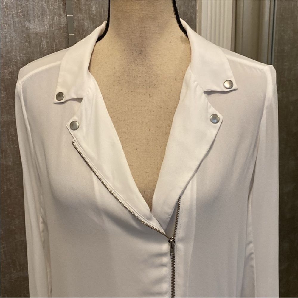 The Kooples White/ light blue Blazer blouse with Zipper Detail, XS - Picture 2 of 10